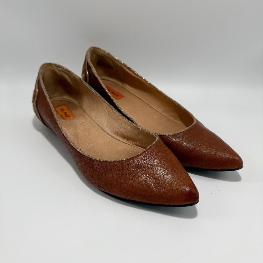 Miz Mooz Jodi Women's Size 8 Brown Gold Leather Flats